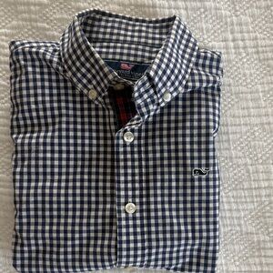 Vineyard Vines Boyd’s Navy and White Checkered Shirt long sleeve